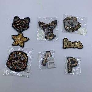 8 pottery barn embroidered & beaded patches. New!!